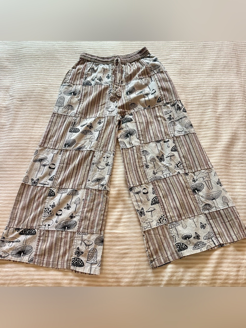 rising international cotton patchwork pants / size large